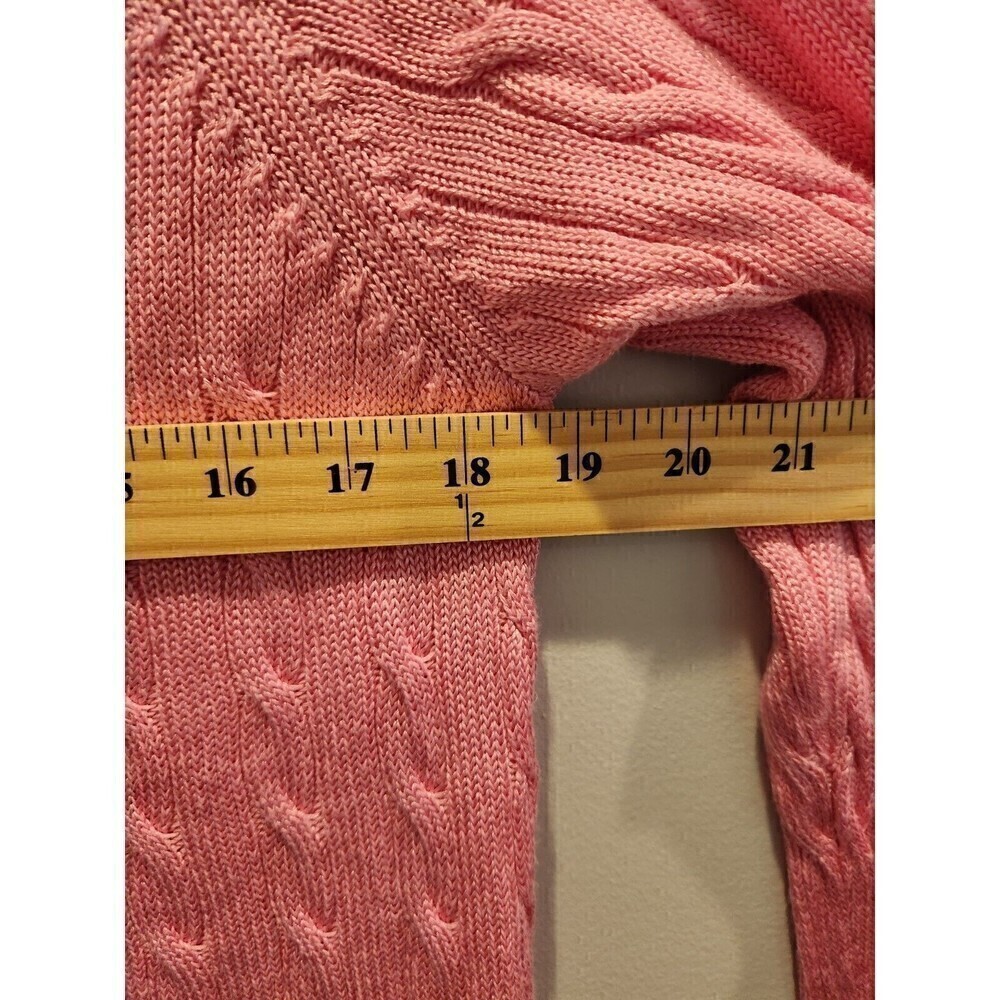 Lauren Ralph Lauren Womens Cable Knit Sweater Barbie Pink Long Sleeve Sz XL - Picture 8 of 8
